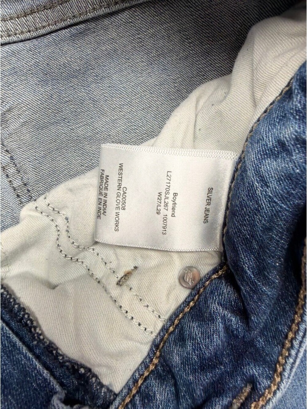 Silver Jeans Boyfriend Jeans Women's 27x29 Medium Wash Mid Rise Relaxed Straight - Picture 3 of 4